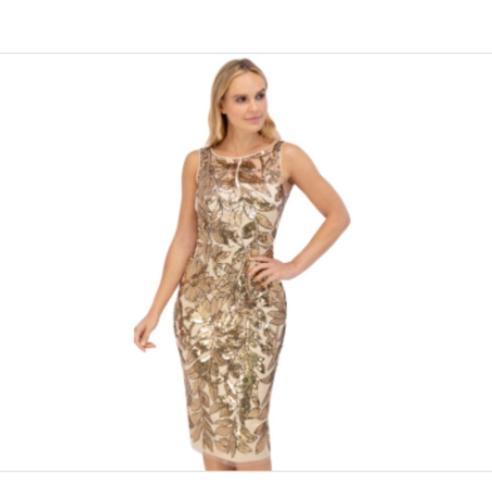 Eliza J Women's Floral Sequined Sleeveless Dress - Gold